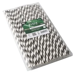 PAPSTAR Trinkhalme, Papier Ø 6 mm, 29 cm schwarz/weiß "Stripes"