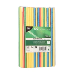 PAPSTAR Trinkhalme Papier Ø 6 mm, 20 cm farbig sortiert flexibel