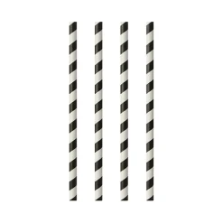 PAPSTAR Trinkhalme, Papier Ø 6 mm, 20 cm schwarz/weiß "Stripes", 10 x 100 Stück