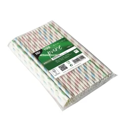PAPSTAR Trinkhalme, Papier Ø 6 mm, 20 cm farbig sortiert "Stripes", 10 x 100 Stück