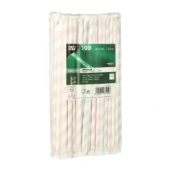 PAPSTAR Trinkhalme, Papier Ø 6 mm, 20 cm farbig sortiert "Stripes" einzeln gehüllt