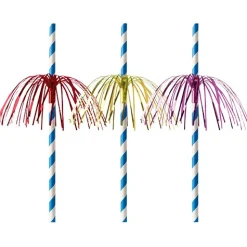 PAPSTAR Trinkhalme, Papier Ø 6 mm, 20 cm blau/weiß "Fireworks"