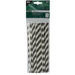 PAPSTAR Trinkhalme, Papier Ø 6 mm, 20 cm schwarz/weiß "Stripes", 20 x 25 Stück