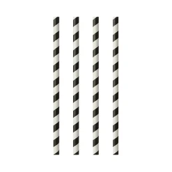 PAPSTAR Trinkhalme, Papier Ø 6 mm, 20 cm schwarz/weiß "Stripes", 20 x 25 Stück