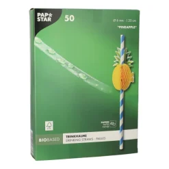 PAPSTAR Trinkhalme, Papier Ø 6 mm, 20 cm blau/weiß 