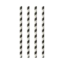 PAPSTAR Trinkhalme, Papier Ø 6 mm, 24 cm schwarz/weiß "Stripes"