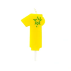 PAPSTAR Zahlenkerze, Mini 6,8 cm gelb "1"