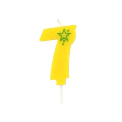 PAPSTAR Zahlenkerze, Mini 6,8 cm gelb "7"