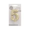 PAPSTAR Zahlenkerze mit Halter 7 cm gold "5"