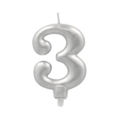 PAPSTAR Zahlenkerze mit Halter 7 cm silber 