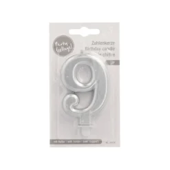 PAPSTAR Zahlenkerze mit Halter 7 cm silber 