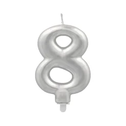 PAPSTAR Zahlenkerze mit Halter 7 cm silber 