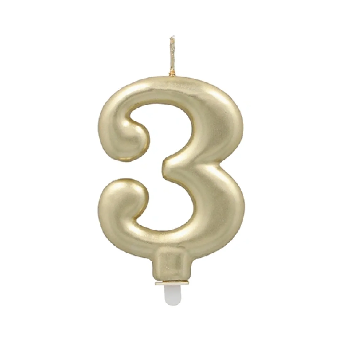 PAPSTAR Zahlenkerze mit Halter 7 cm gold "3"