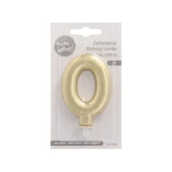 PAPSTAR Zahlenkerze mit Halter 7 cm gold "0"