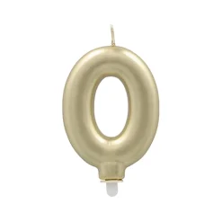 PAPSTAR Zahlenkerze mit Halter 7 cm gold "0"