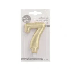 PAPSTAR Zahlenkerze mit Halter 7 cm gold 