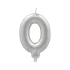 PAPSTAR Zahlenkerze mit Halter 7 cm silber "0"