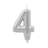 PAPSTAR Zahlenkerze mit Halter 7 cm silber "4"