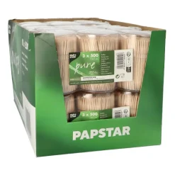 PAPSTAR Zahnstocher, Holz "pure" rund 6,7 cm im Spender
