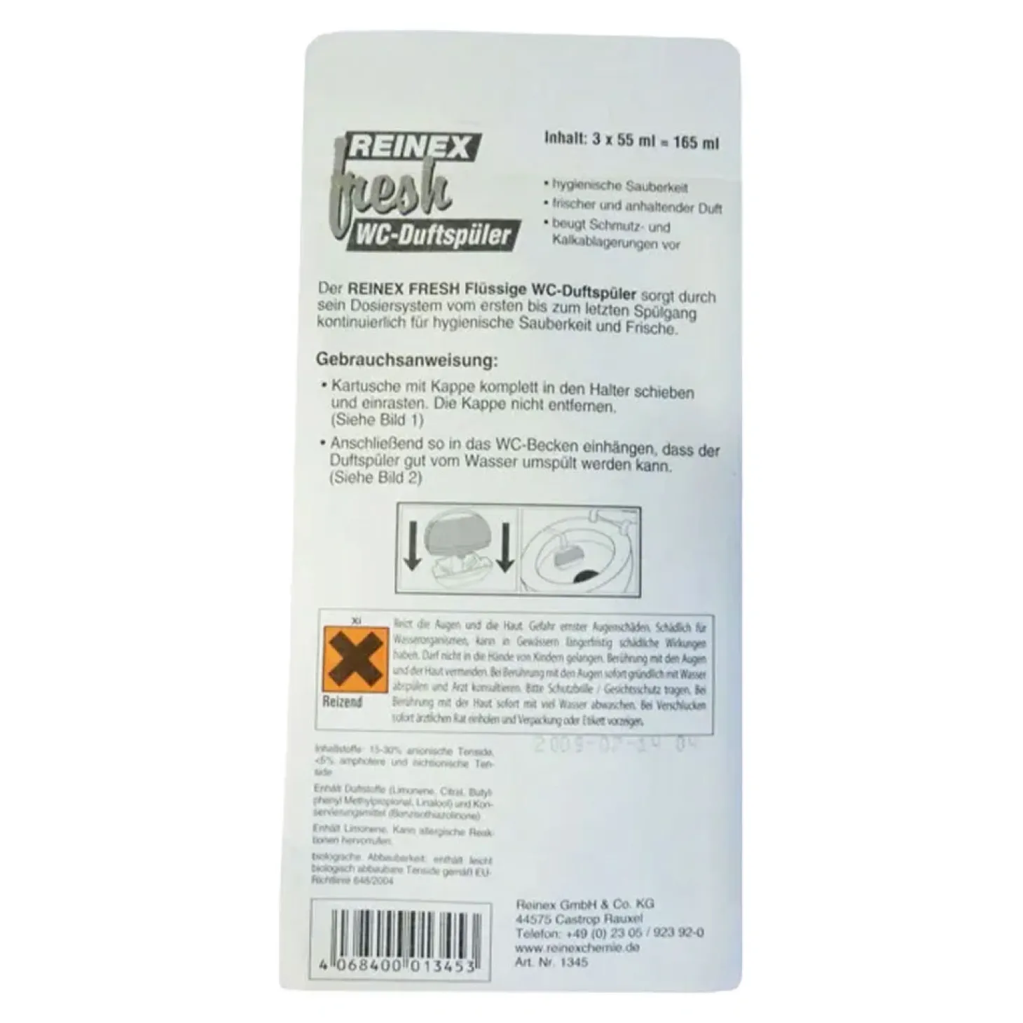 Reinex fresh WC-Duftspüler Kartusche mit Halterung, 3er-Pack
