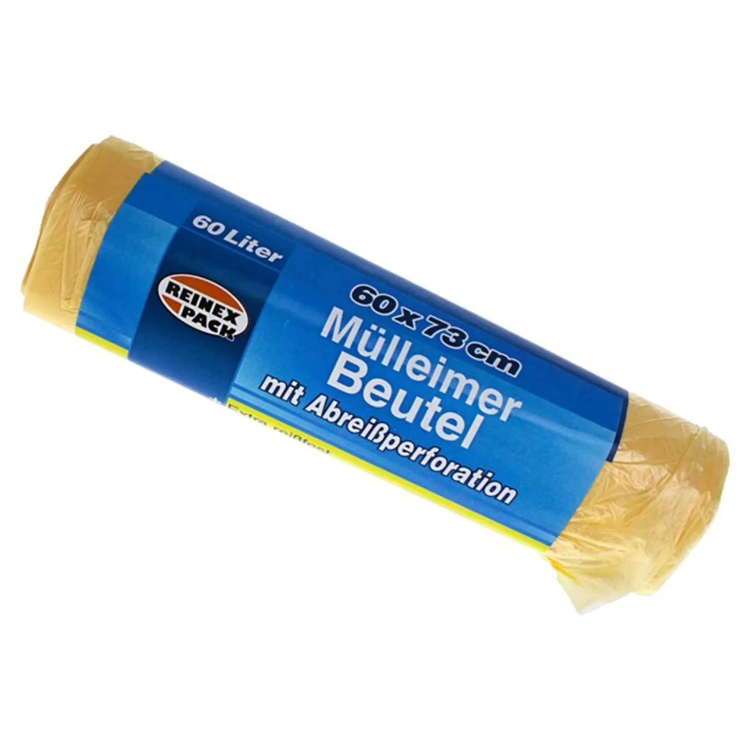 Reinex Pack Mülleimer Beutel extra reißfest 60 Liter, gelb, 7 my