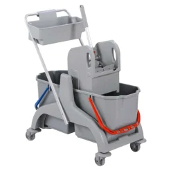 RMV Doppelfahrwagen ECO 2 x 18 Liter, Kunststoff, mit Deichsel und Ablagekorb