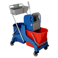 RMV Premium Doppelfahrwagen 2 x 18 Liter, Kunststoff mit Deichsel u. Ablagekorb