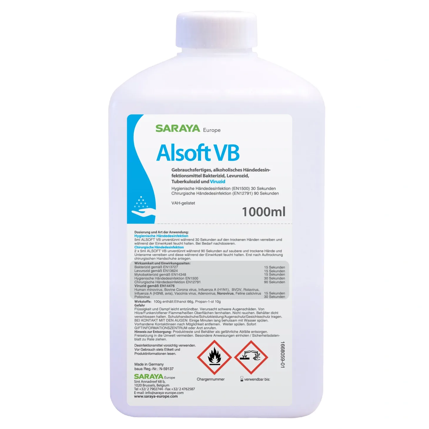 Saraya Händedesinfektionsmittel Alsoft VB für GUD 1000 / HDI 9000 Spender