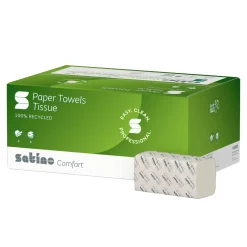 Satino by Wepa Comfort Papierhandtücher Tissue PT3, Recycling, CZ-Falz, 25x32, 2-lagig, hochweiß