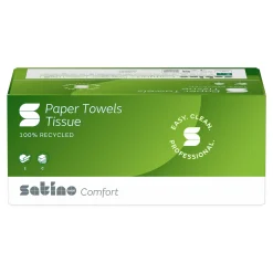 Satino by Wepa Comfort Papierhandtücher Tissue PT3, Recycling, C-Falz, 25 x 41, 2-lagig, weiß