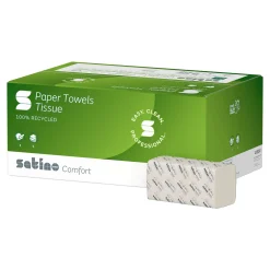 Satino by Wepa Comfort Papierhandtücher Tissue PT3, Recycling, C-Falz, 25 x 41, 2-lagig, weiß