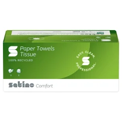 Satino by Wepa Comfort Papierhandtücher Tissue PT3, Reycling, C-Falz, 25 x 32, 2-lagig, natur