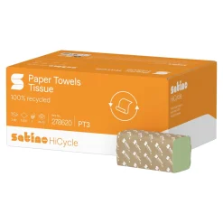 Satino by Wepa HiCycle Papierhandtücher Tissue PT3, Recycling, V-Falz (ZZ) 25 x 23, 2-lagig, grün