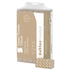 Satino by Wepa PureSoft Handtuchpapier PT2, Recycling, Interfold W-Falz, 20,6x32, 2-lagig, beige
