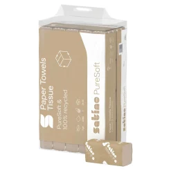 Satino by Wepa PureSoft Handtuchpapier PT3, Recycling, Interfold V-Falz (ZZ), 24x23, 2-lagig, beige