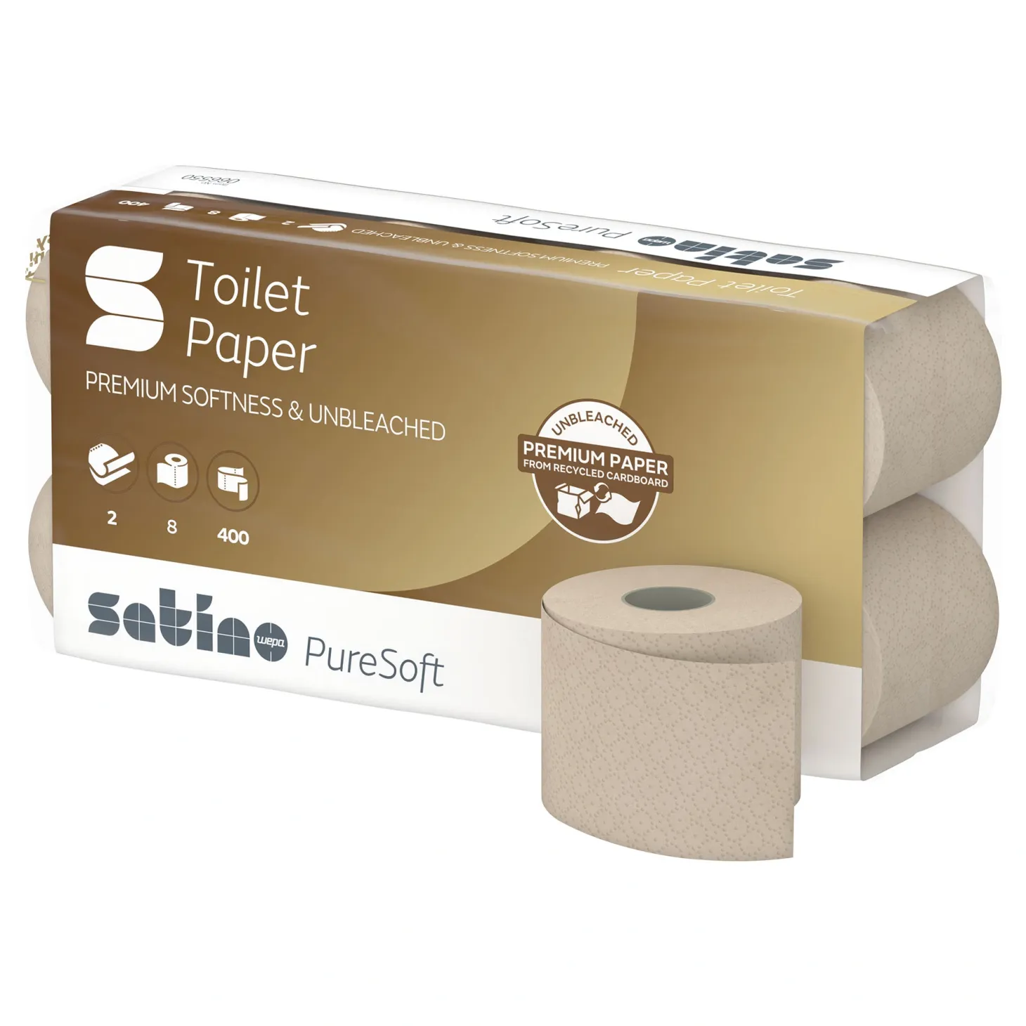 Satino by Wepa PureSoft Toilettenpapier MT1, Recycling, 2-lagig, 400 Blatt