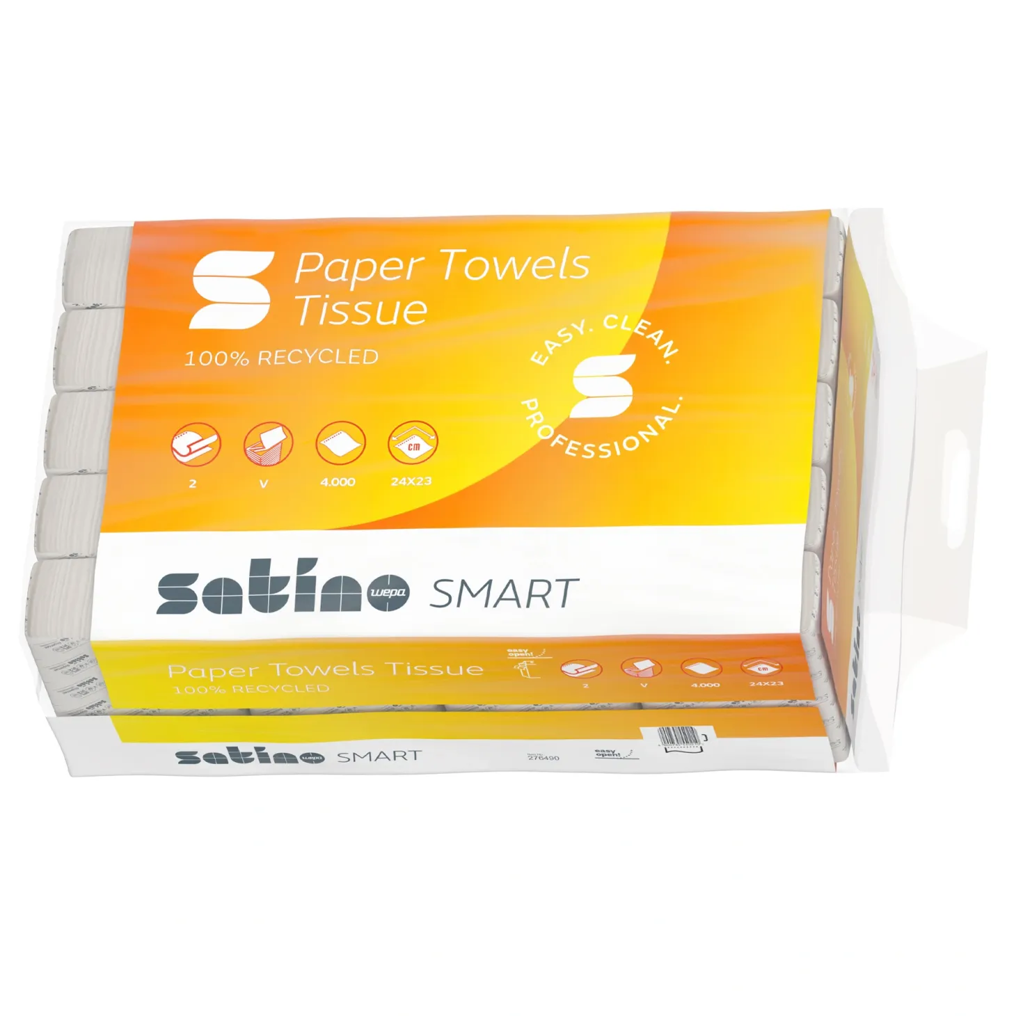 Satino by Wepa Smart Papierhandtücher Tissue PT3 PT4, Recycling, V-Falz (ZZ), 24x23, 2-lagig, weiß