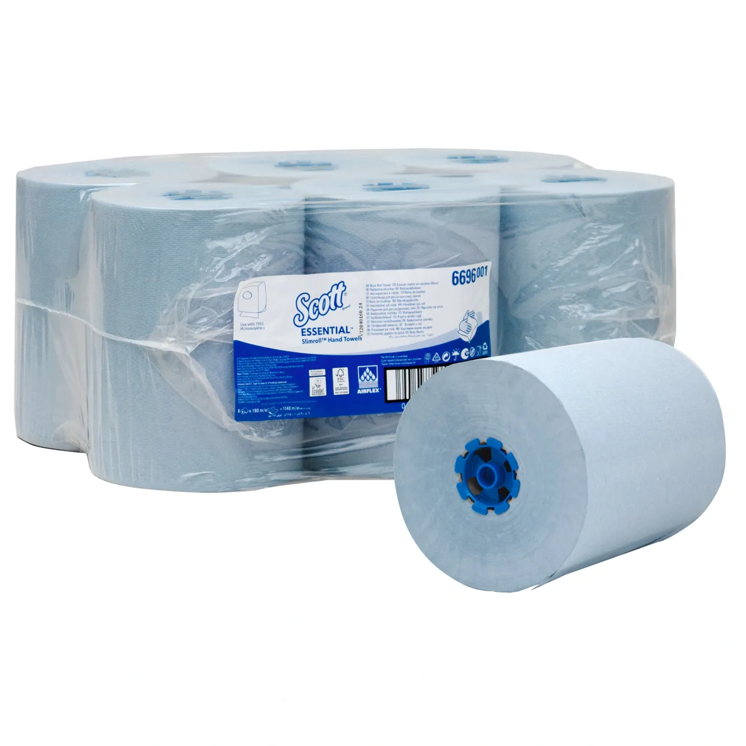 Scott Essential 6696 Slimroll System-Handtuchrollen, 1-lagig, blau, 190 Meter
