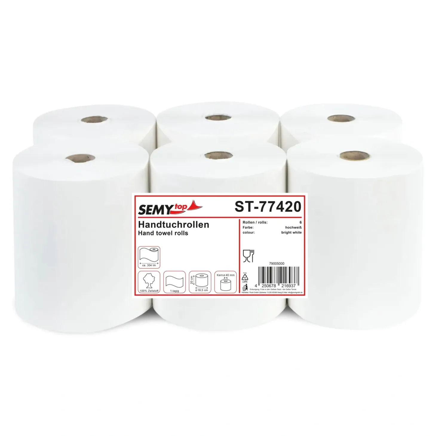 SEMYtop Handtuchrolle Autocut 1-lagig, weiß, 304 Meter