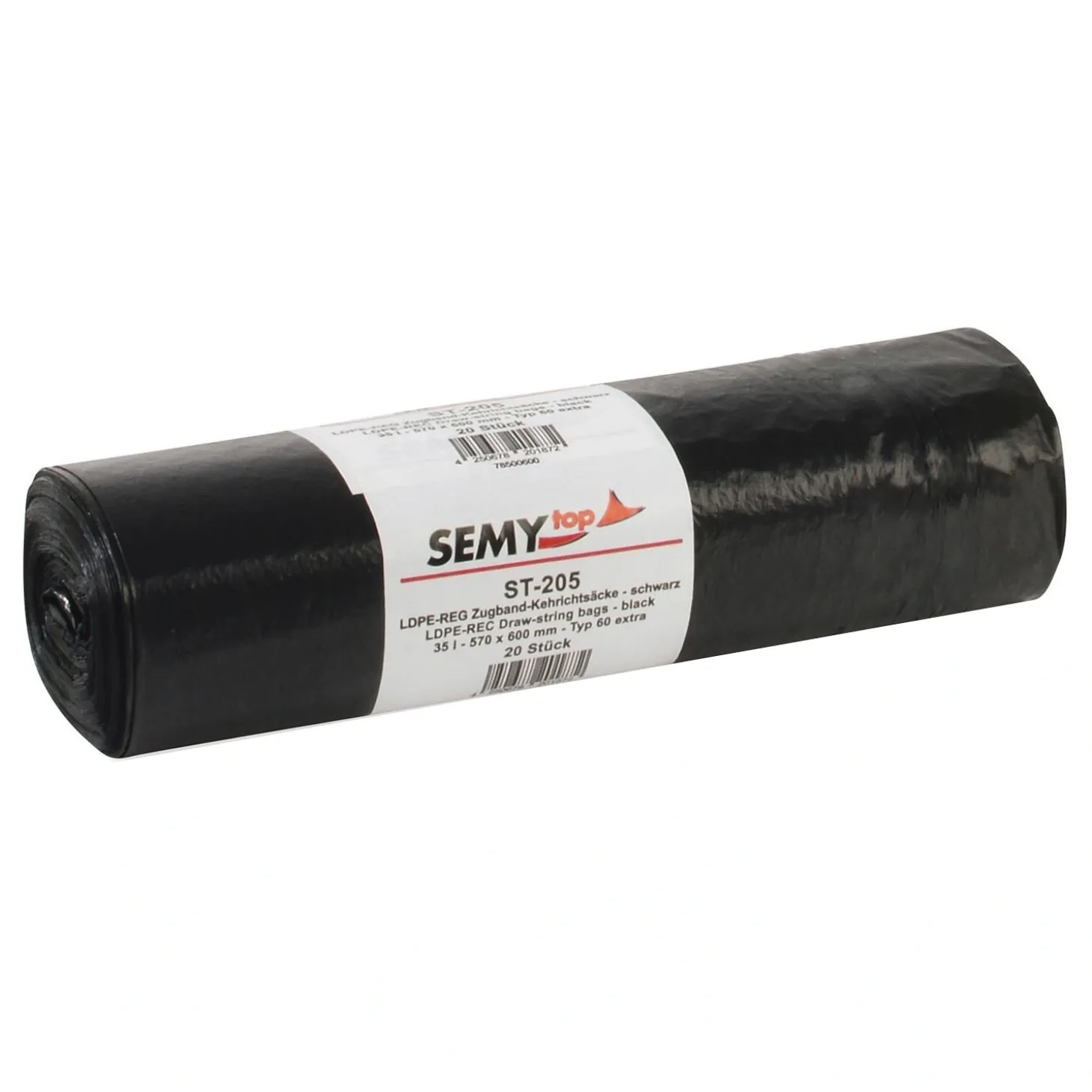 SEMYtop LDPE-Regenerat Zugbandsäcke 35 Liter, schwarz, 30 my (Typ 60 extra)