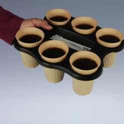 Starpak Becher-Trays, PS 22,4 cm x 24,4 cm x 2,4 cm schwarz für 6 Becher