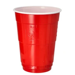 Starpak Bierbecher, PS 0,4 l Ø 9,5 cm, 12 cm rot/weiß