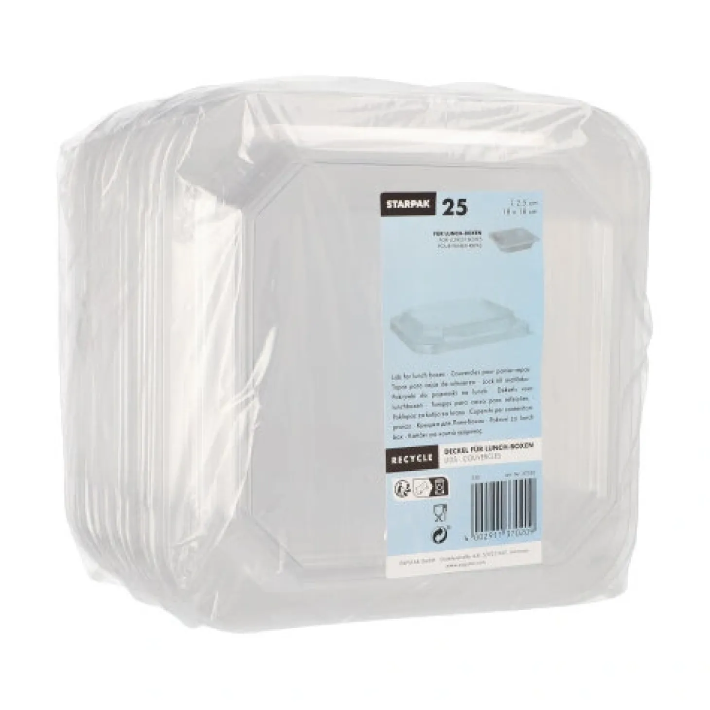 Starpak Deckel für Lunchboxen PET eckig 2,5 cm x 18 cm x 18 cm transparent