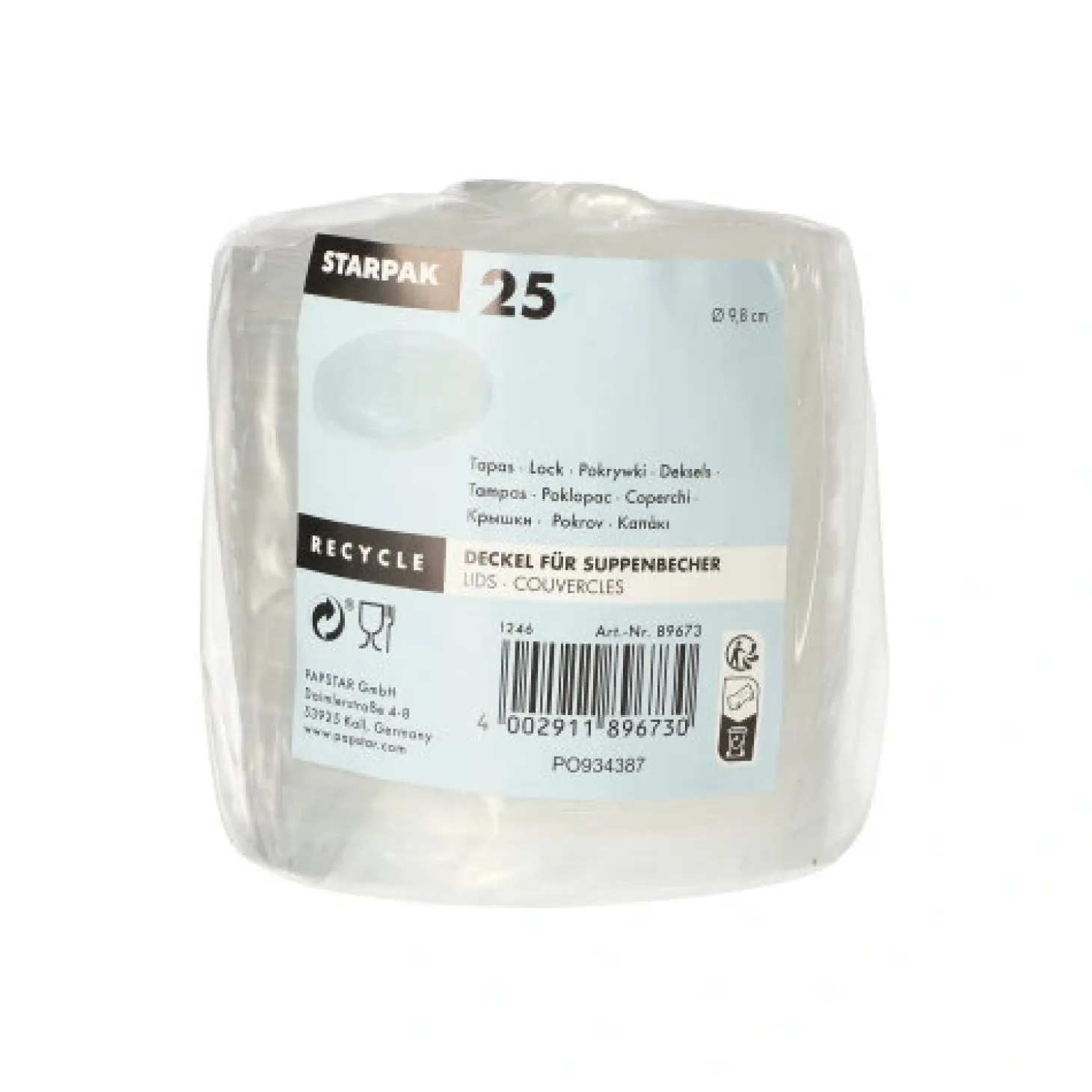 Starpak Deckel für Suppenbecher, PP rund Ø 9,8 cm, 1 cm transparent