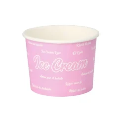 Starpak Eisbecher, Pappe rund 250 ml Ø 9,5 cm, 6,2 cm rosa "Icelove", 20 x 50 Stück