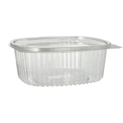 Starpak Feinkost- und Salatschalen mit Klappdeckel, R-PET oval 1000 ml 6,6 cm x 15,8 cm x 18,4 cm klar