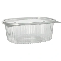 Starpak Feinkost- und Salatschalen mit Klappdeckel, R-PET oval 1500 ml 7,6 cm x 18,2 cm x 20,8 cm klar