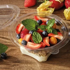 Starpak Feinkost- und Salatschalen mit Klappdeckel, R-PET rund 1000 ml Ø 18,5 cm, 7,8 cm glasklar