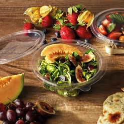 Starpak Feinkost- und Salatschalen mit Klappdeckel, R-PET rund 750 ml Ø 17,4 cm, 7,3 cm glasklar