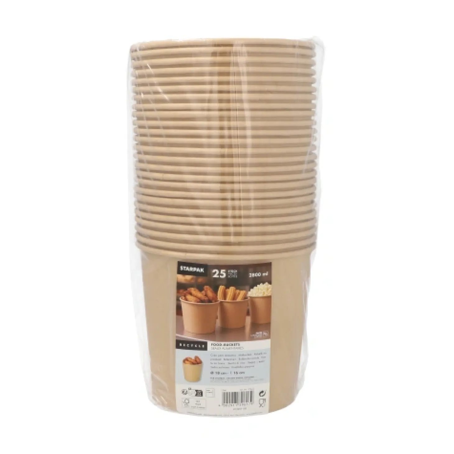 Starpak Food-Buckets 2800 ml Ø 18 cm, 16 cm braun, 4 x 25 Stück
